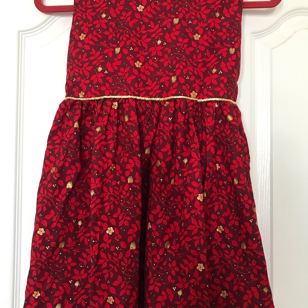 Floral Red and Gold Kids Dress